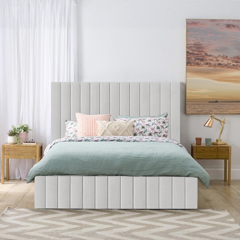 Janae Upholstered Ottoman Storage Bed, Kingsize (5'), Silver