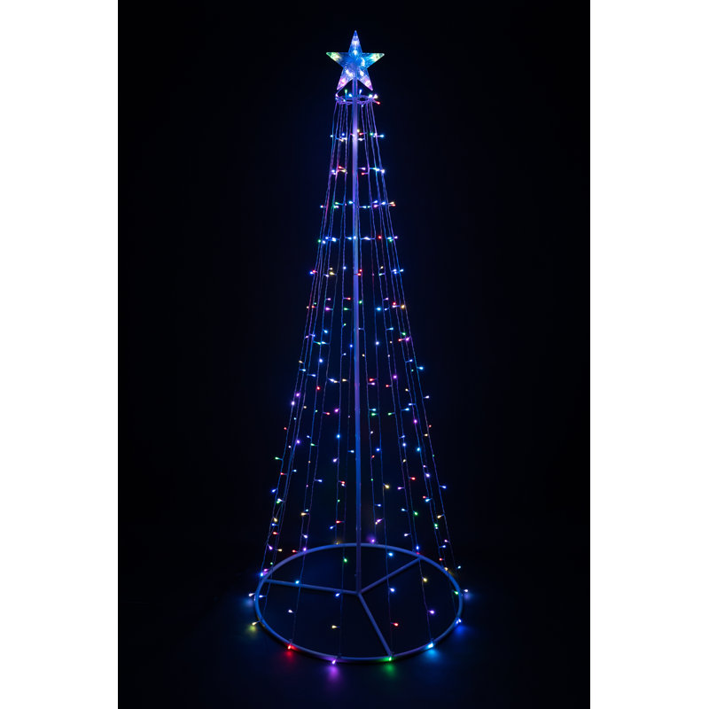 82.67'' Christmas Tree Multi-Function Lighted Display LED Tree with Star, Red/Green/Blue