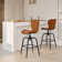 Bar Stools Swivel Adjustable Height Faux Leather Counter Height Bar Dining Chairs With Back Metal Base