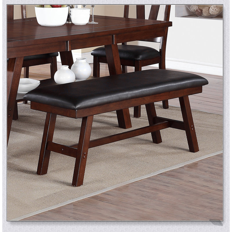 Banc de salle à manger élégant en similicuir noir avec siège rembourré pour un confort et un design moderne
