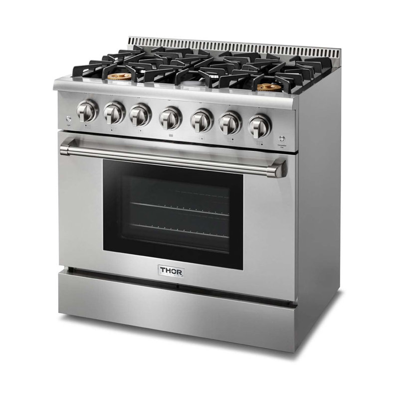 Cuisinière à gaz autoportante professionnelle 36 po 5,2 pi cu, Gaz naturel