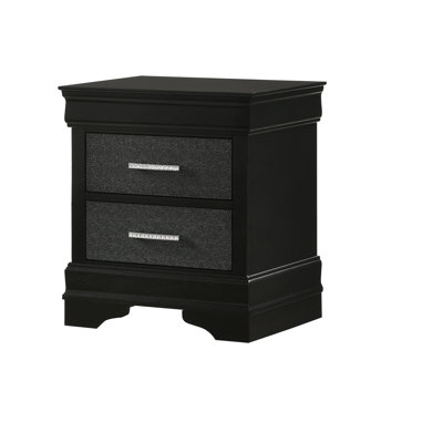 1Pc Modern Glam Style Two Drawers Nightstand Finish Solid Wood Crystal-Like Button Tufted by Canora Grey