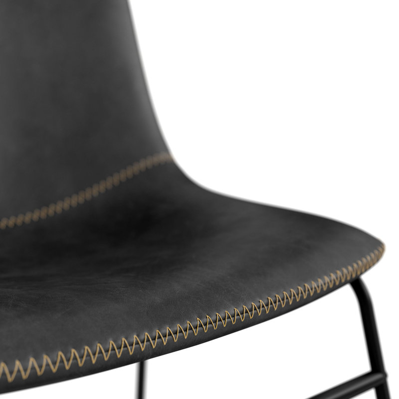 Chaise d'appoint en cuir Nia Vegan, Noir, Cuir végétalien noir