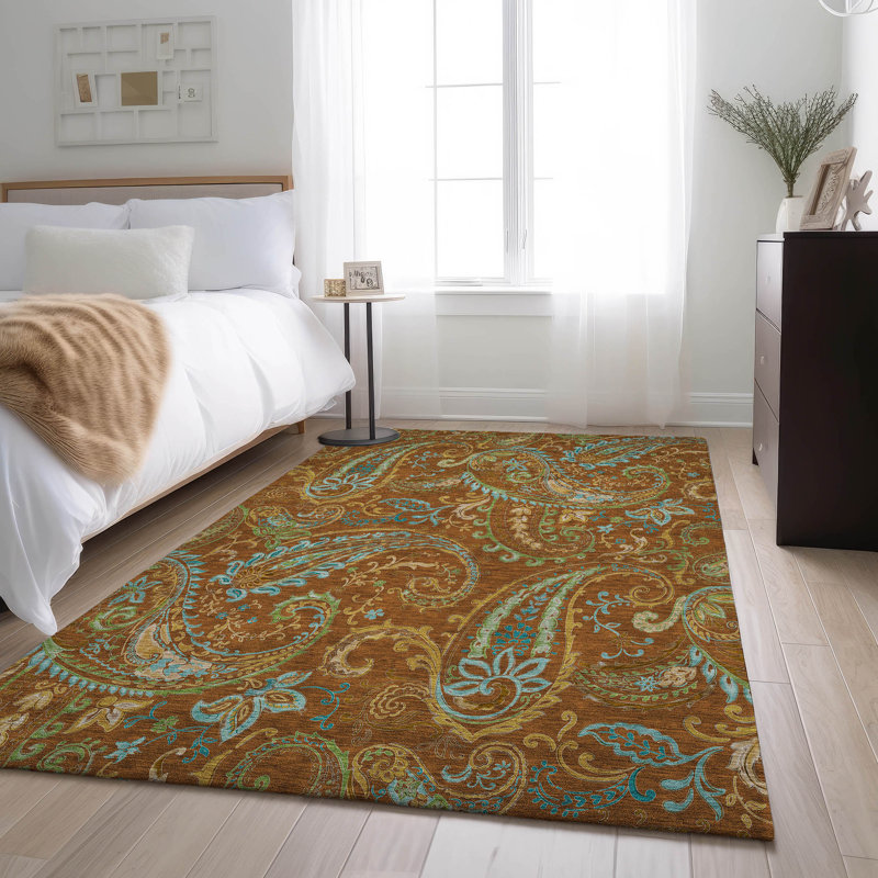 Premium Machine Washable Cerrito AMF533 Paprika Rug, Rectangle 2'6" x 3'10"