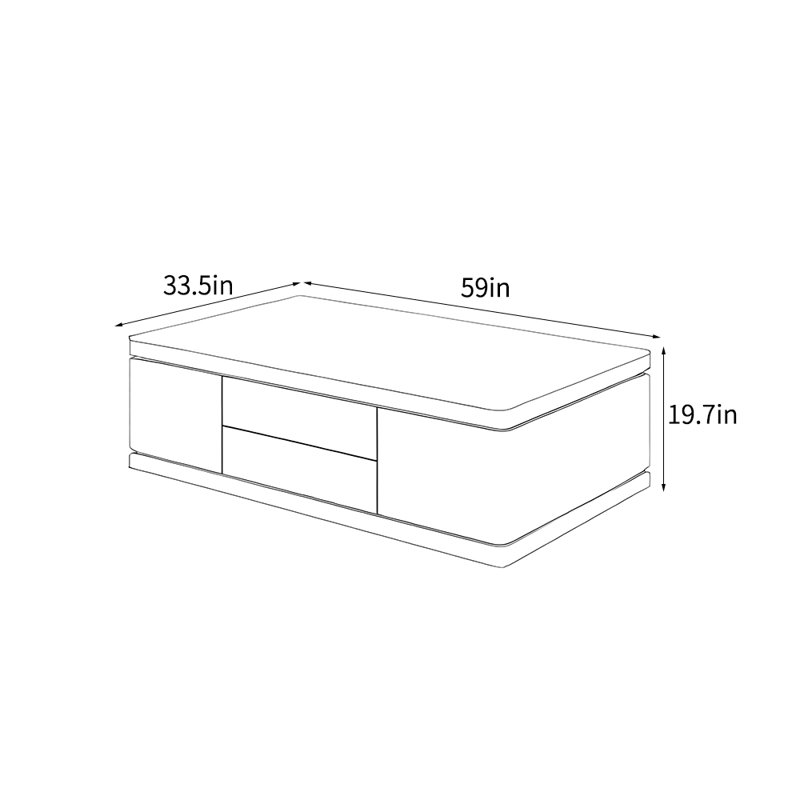 Table basse moderne de style nordique, H 19,7 po x l 59 po x P 33,5 po, Blanc