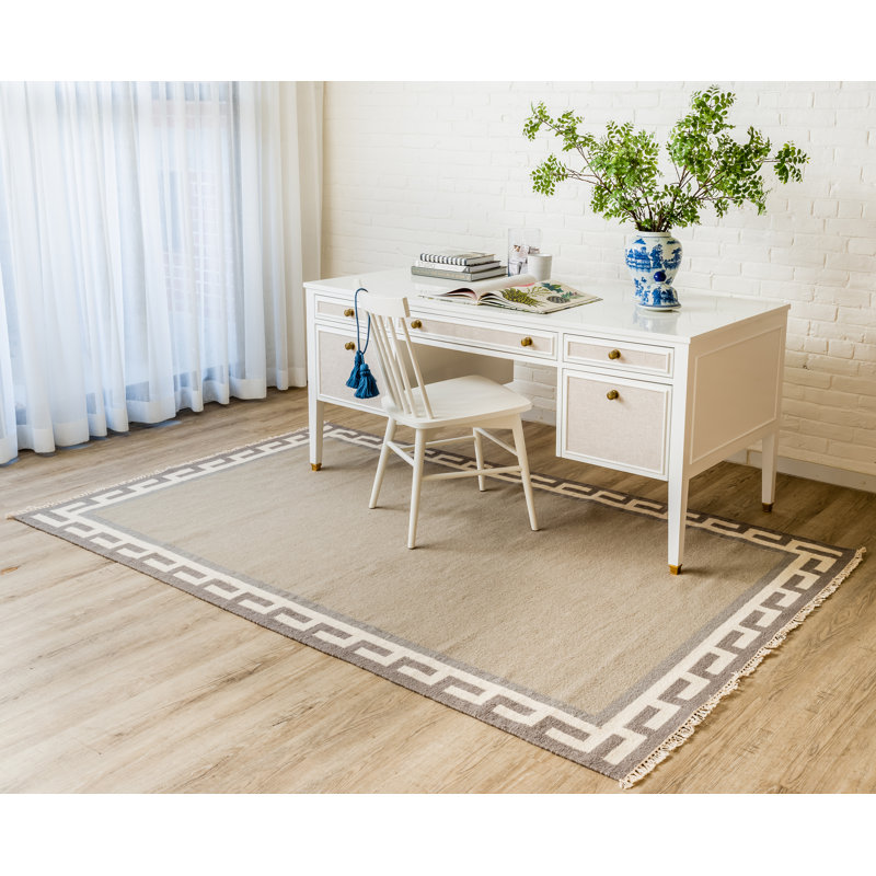 Thompson Wool Geometric Area Rug in Gray, Rectangle 7'6" x 9'6"