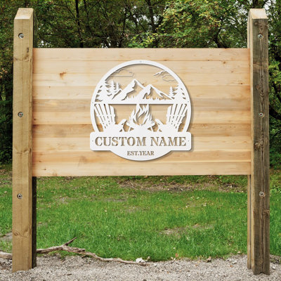 Décoration murale personnalisée en métal Bonfire Mountain Landscape