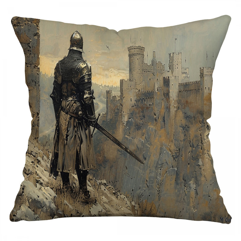 Coussin Knight, coussins en sergé de coton médiévaux, H 16 po x l 16 po