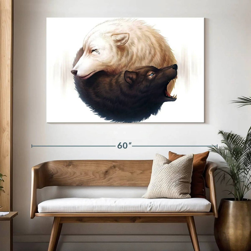 Yin And Yang Wolves, 34" H x 51" W