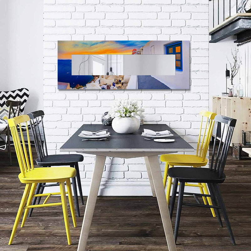 Elegant Decorative Mirror with Wooden Frame, 15.7 x 47.2 Inches | 100% Canvas on MDF, Thickness: 0.12 Inches | Real Mirror Size: 7.9 x 39.4 Inches | Stylish Wall Art for Living Room, Bedroom & Entryway