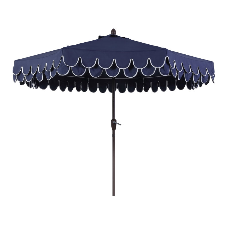 Parasol de marché classique à bordure festonnée 9 pi Beeliar, Marine, Marron foncé