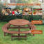 Table ronde ronde en bois avec 1 tabouret à anneaux intégré