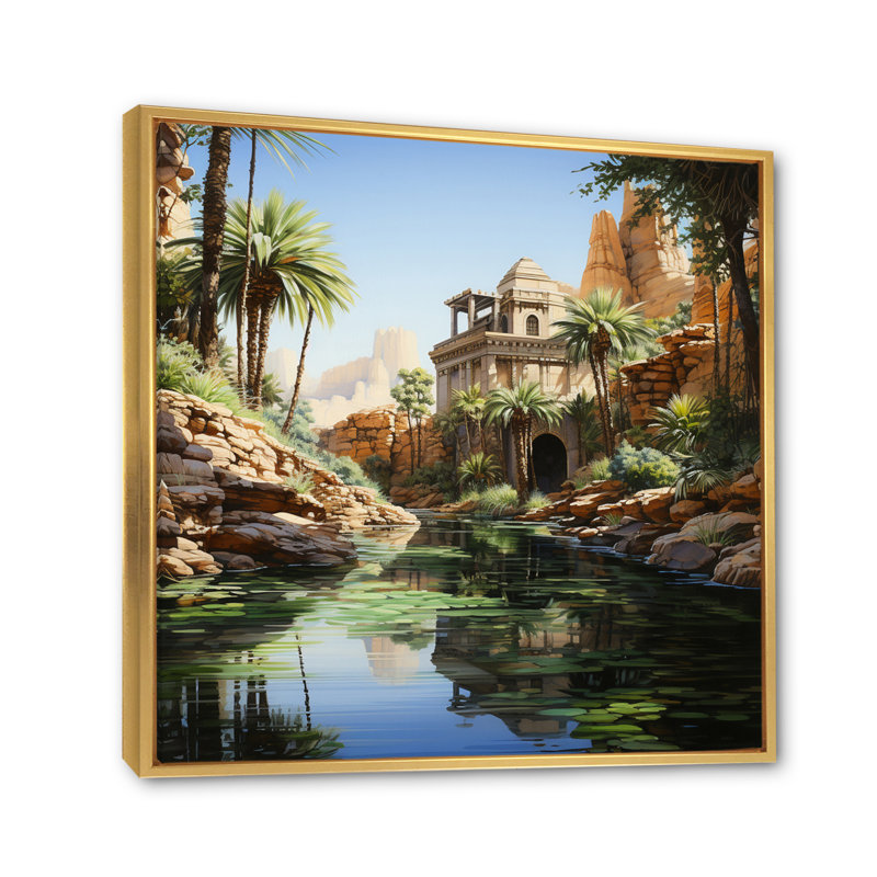 Égypte, oasis enchantée, Égypte, Cadre flottant doré, H 36 po x l 36 po x P 1,5 po