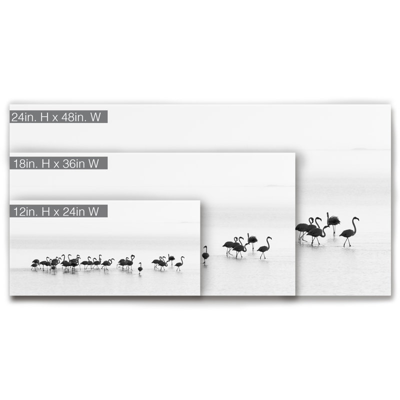 « flamant roses »-reproduction de photo sur toile tendue, H 18 po x l 36 po x P 1,5 po