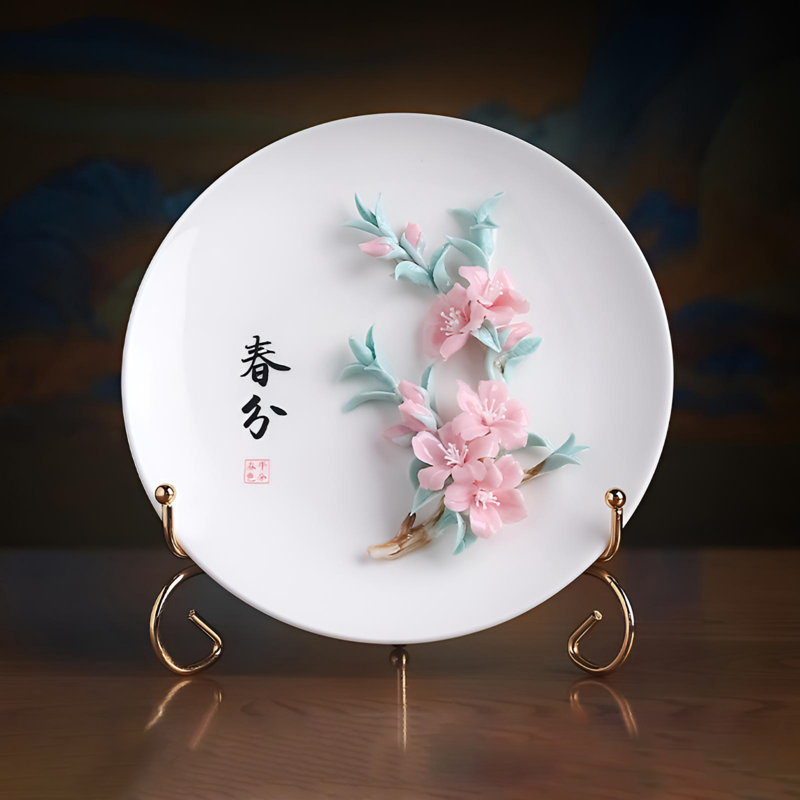Assiette à fleurs en porcelaine peinte à la main - Décoration intérieure chic
