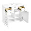 Armoire de rangement pour salle de bain 36 po - Évier en bois massif et céramique, 2 tiroirs, blanc, espace suffisant avec évier en bois, portes,