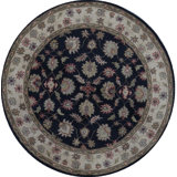 Hand-Knotted High-Quality Black Round Area Rug