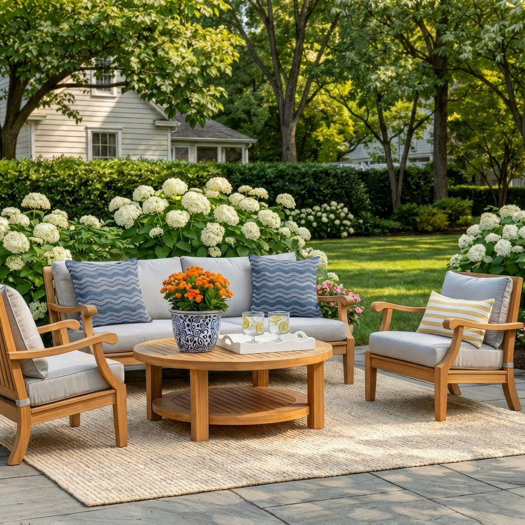 Arizona 4 - Piece Teak Outdoor Seating Group with Cushions Birch Lane™