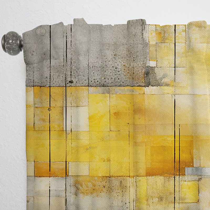 Panneau solaire jaune Sachar Collage IV - Rideaux Collages - Velours obscurcissant - 1 panneau, L 52 po x L 120 po