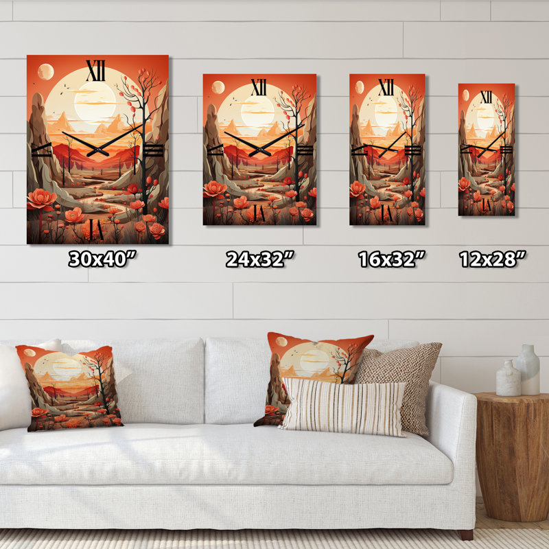Cactus Tangerine Twilight - Horloge murale surdimensionnée Cactus, Petit