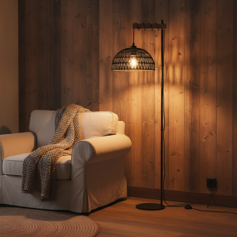 Lampe sur pied 62 po Frankie, Noir