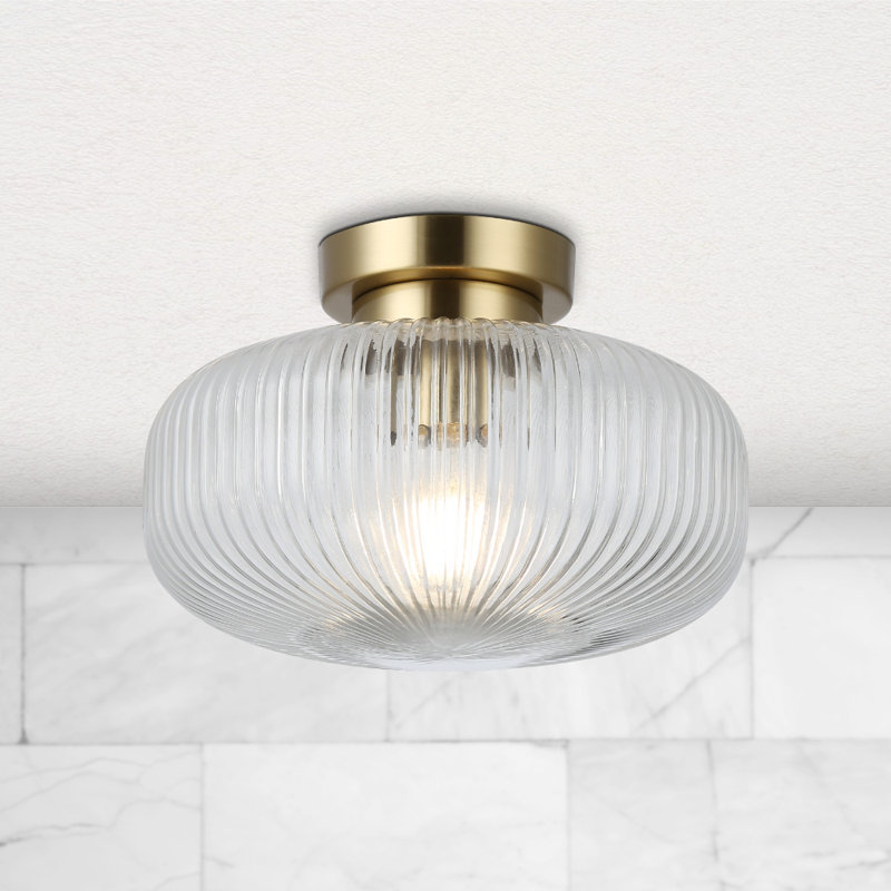 Ajaya Semi Flush Mount, Antique Brass