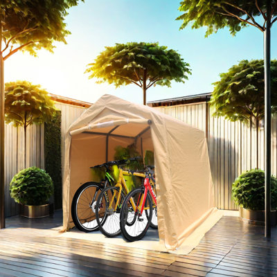 7X12ft Portable Storage Shelter Gazebo, Heavy Duty With 2 Doors & Vents, Waterproof Snow For Motorcycle, Garden Supplies Outdoor Garage Tent Storage, Rust Proof , Tools