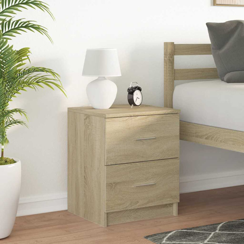 Bedside Cabinet With 2 Drawers, Sonoma Oak, 1