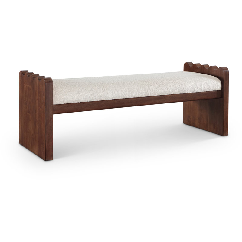Daline Velour  Fabric Bench, Cream Velour Fur Fabric, Brown
