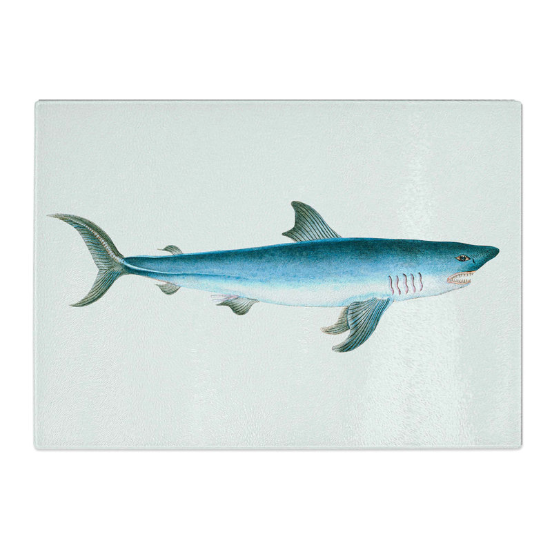 Tempered Glass Porbeagle Shark by Edward Donovan Chopping Board, 28.5 cm W x 20 cm L