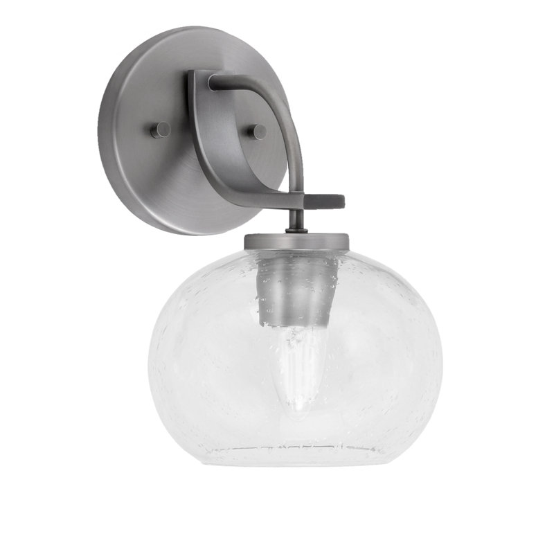 Applique murale Cavella avec verre, Graphite, Bulle transparente, H 10,5 po x l 7 po x P 8,5 po