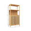 Armoire de rangement autoportante en bambou avec 2 portes - 2 tablettes ouvertes et intérieures, organisateur de plancher multi-espaces pour la salle de bain, la cuisine, le salon, le vestibule-1465043682