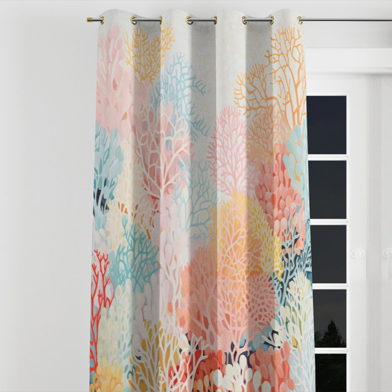 Ayauna - Nautical Velvet Grommet Curtain - Room Darkening - 1 panel, 52" W x 84" L, Golden Grommets