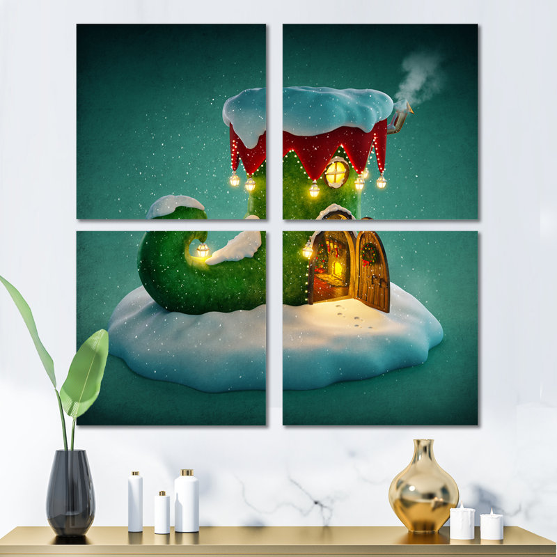 the-holiday-aisle-elf-shoe-house-on-snow-christmas-island-contemporary-canvas-wall-art-print-4-piece-set-wayfair
