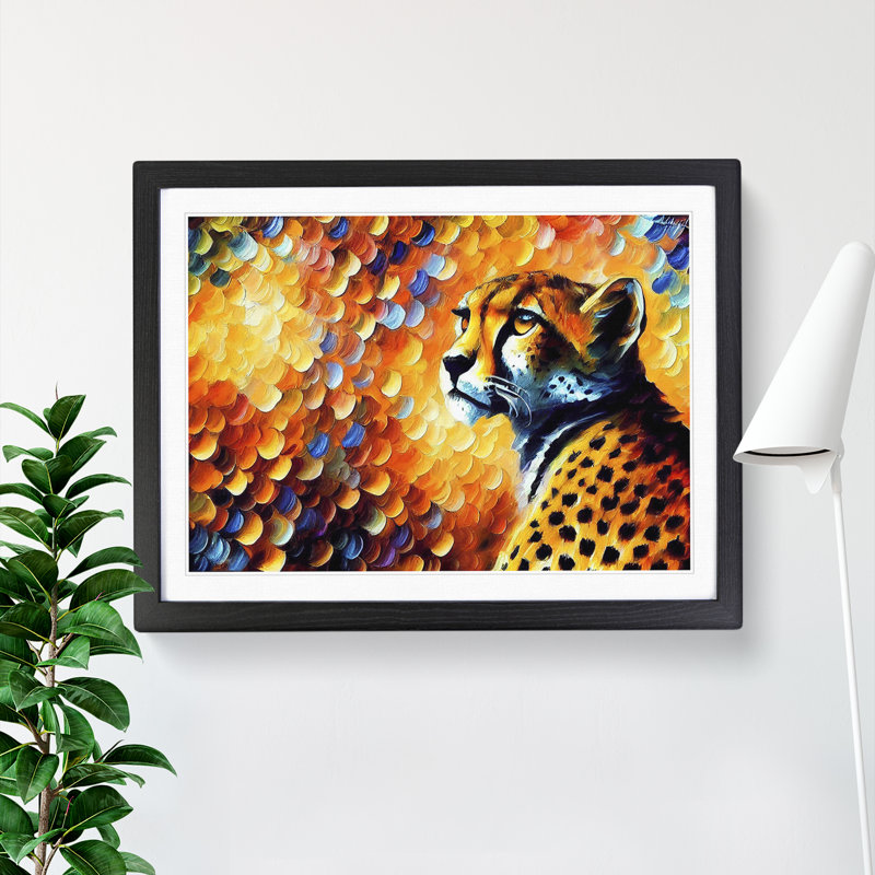 Cheetah Vol.2 Abstract - Single Picture Frame Painting, 46cm H x 64cm W x 2cm D, Black