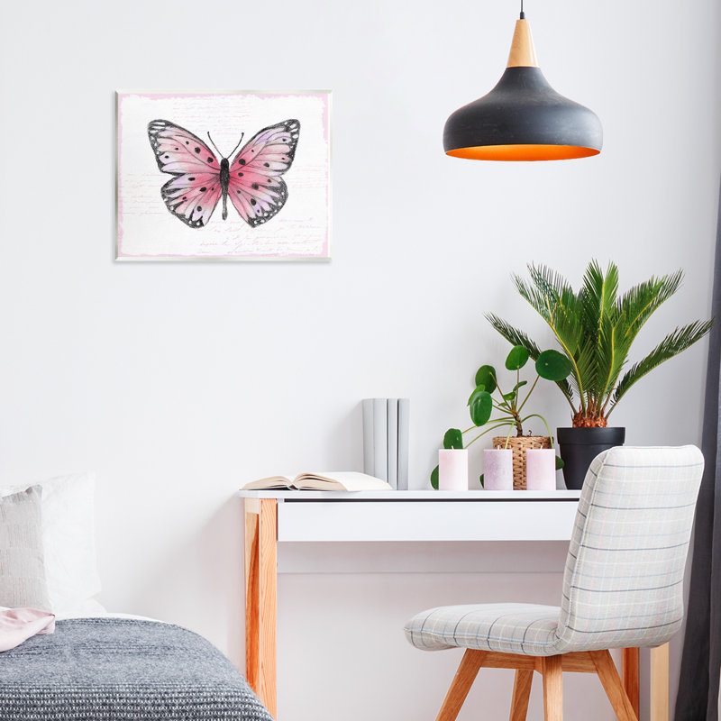 Plaque murale papillon rose aux tons roses, design par Janet Tava