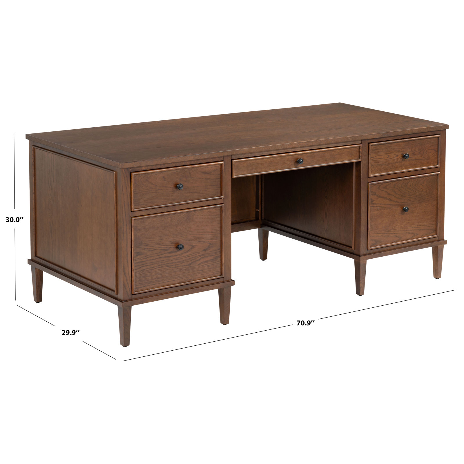 Nantwich 5 Drawer Wood Desk, Walnut