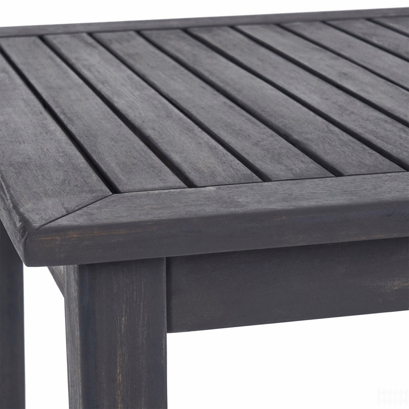 Outdoor Minimalist Acacia Wood Rectangle Bar Table, Gray