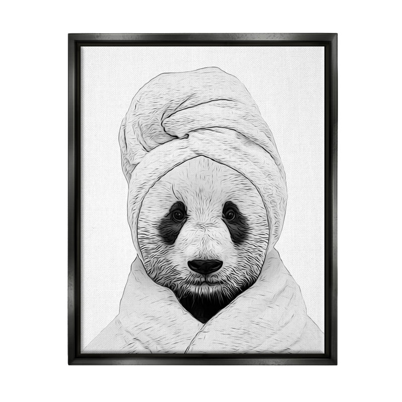 «Panda Bear Wildlife» par Annalisa Latella, Cadre flottant noir de jais, H 21 po x l 17 po x P 1,7 po