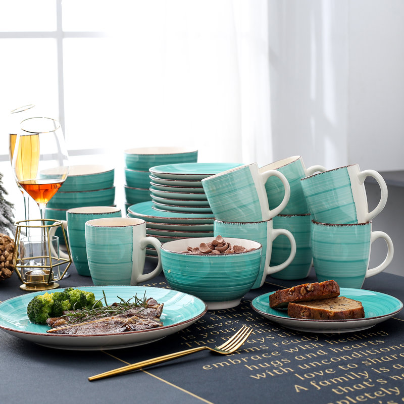 32 Piece Dinnerware Set, Service for 8 , Turquoise