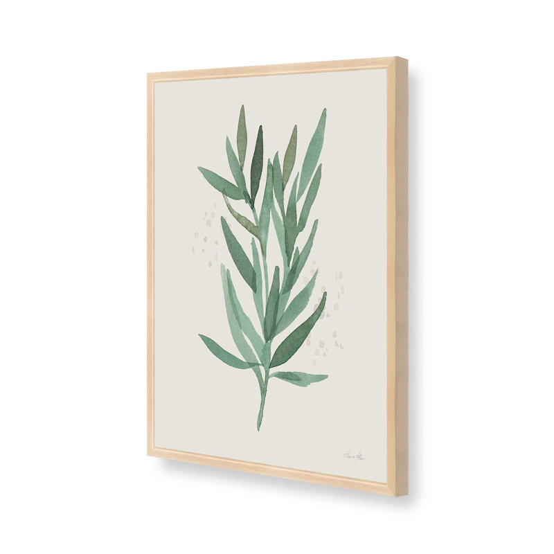 Imprimé «Green Leaf Impressions II», Cadre en érable brut ouvert, H 11 po x l 9 po