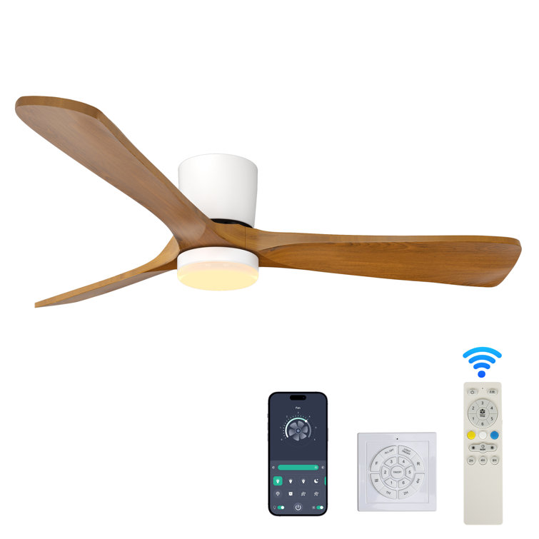 42 In. Smart Indoor Wood  Ceiling Fan With 3-colours Led Light And Dimmer And Dc Reversible And App/wall Switch/remote