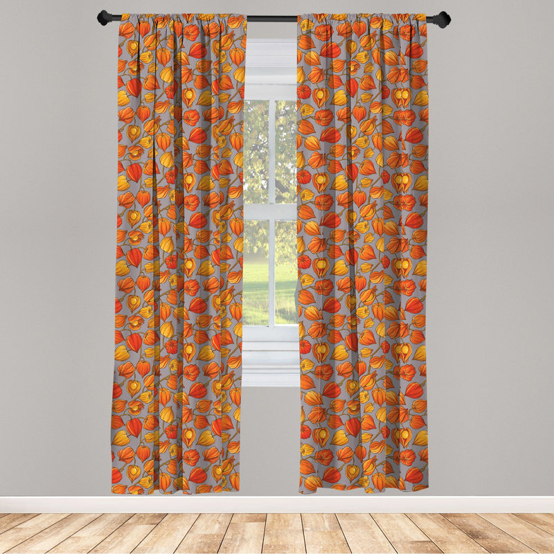 Fall/Autumn Semi-Sheer Rod Pocket Curtain Panels, 28" x 84"