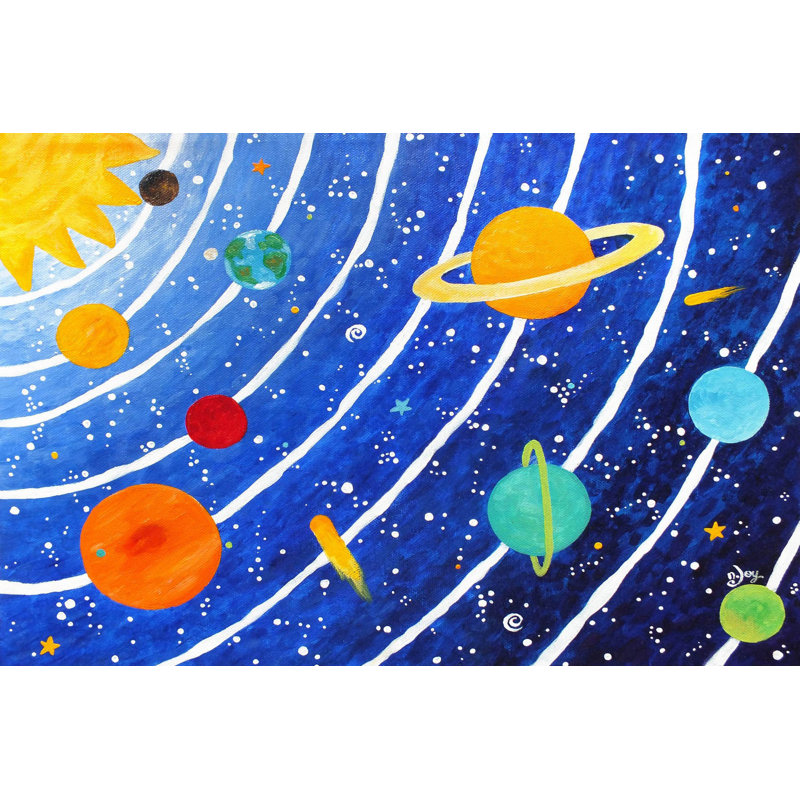Detrick Solar System Blue by Nicola Joyner - Wrapped Canvas Painting, 30cm H x 45cm W