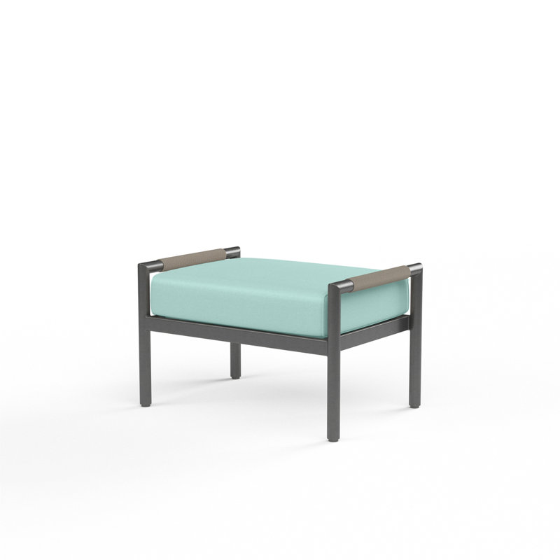 Repose-pieds d'extérieur avec coussin Sunbrella Esme, Dupione Celeste Sunbrella®
