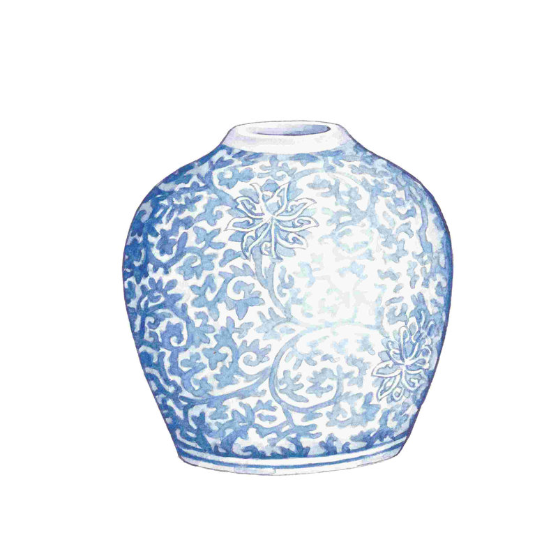 Pot de gingembre V sur fond blanc, H 20 po x l 20 po, Oui, Cadre simple érable érable
