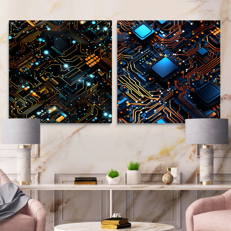 Beth - Ensemble de 2 verres muraux géométriques abstraits en acrylique, H 16 po x l 33 po