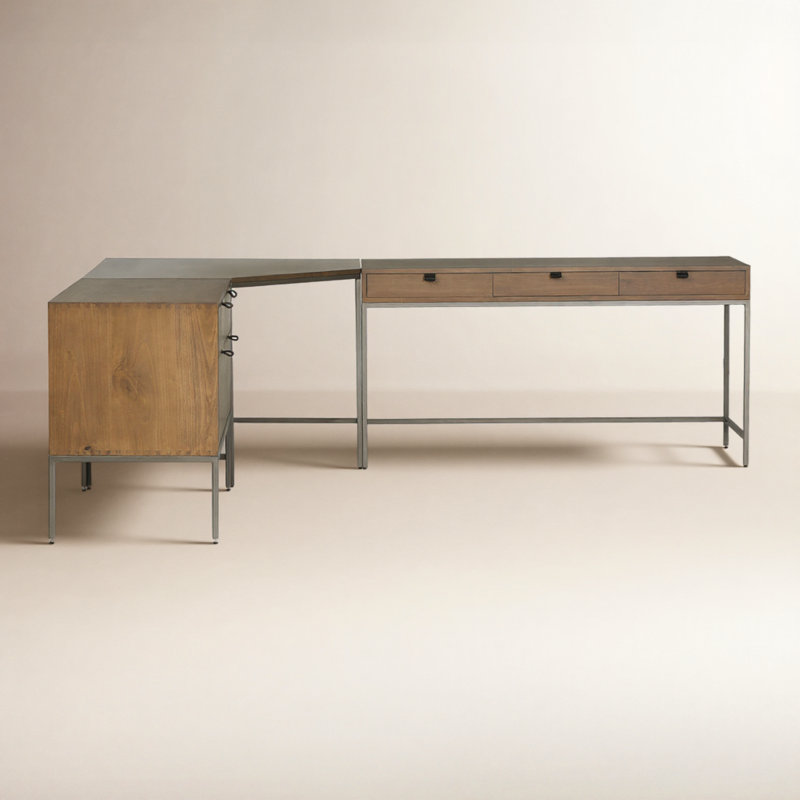Trey Solid Wood Modular L-Shaped Executive Desk, Auburn Poplar