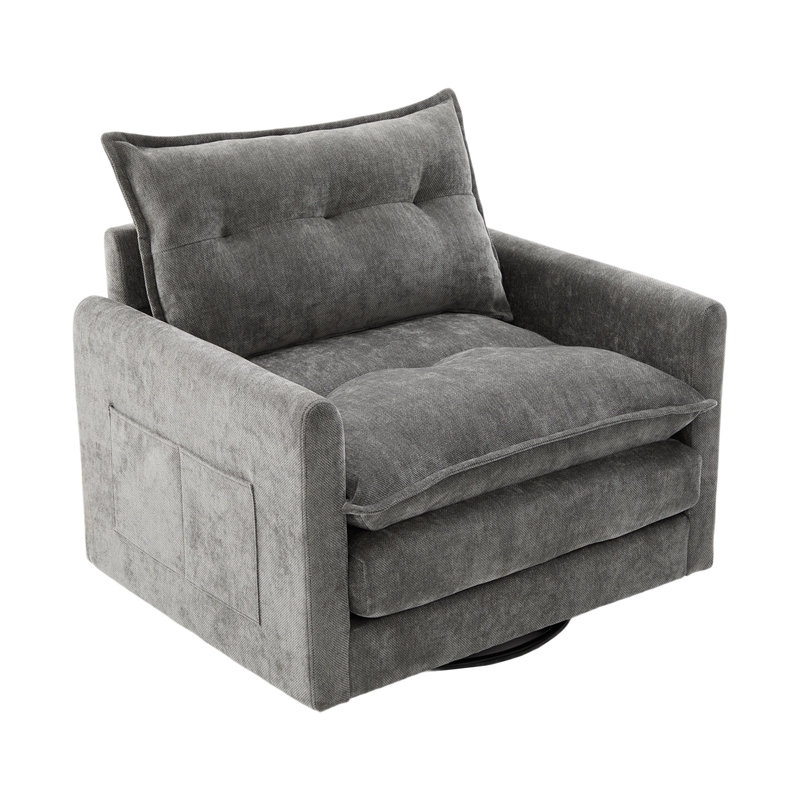 Fauteuil pivotant simple 36 po en chenille, Gris