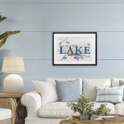 Always Better Lake Fishing Framed Print Under Glass, design by Kim Allen